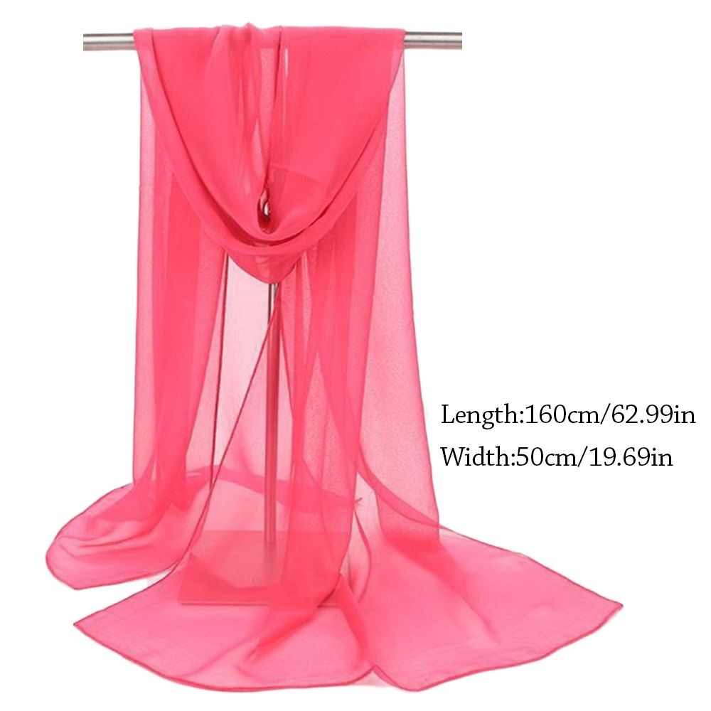 Lenço de chiffon para mulheres, elegante xale longo, cor sólida, chiffon, hijab, verão, proteção solar, lenços de praia