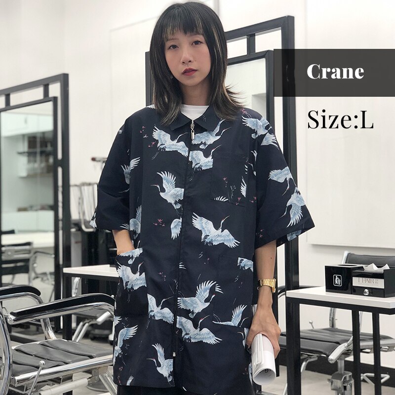 Ropa de trabajo impermeable para tienda de mascotas, uniforme de cosmetología, estilista de salón , capa de peluquería con cremallera, belleza G0831: Negro