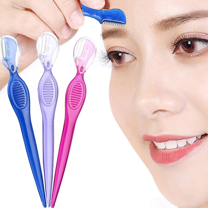 Maquinilla de afeitar para mujer, recortadora de cejas, hojas moldeadoras de cejas, cuchillo de afeitar Facial, eliminador de vello Facial, herramientas de maquillaje cosméticas, 4 Uds.
