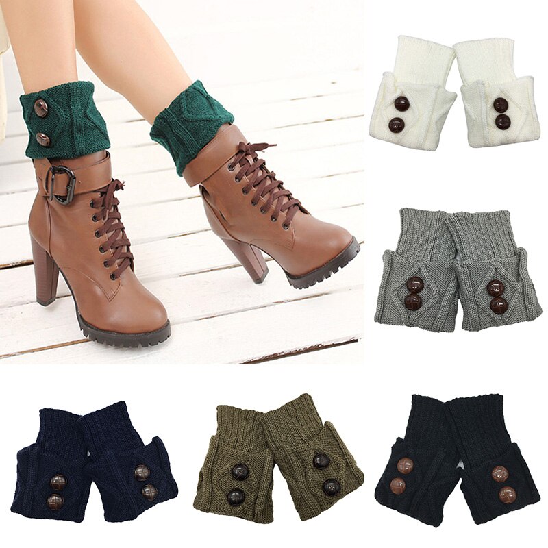 Frauen Gestrickte Bein Wärmer Kurzen Stiefel Manschetten Knöpfe Häkeln Stiefel Socken Gestrickte Gamaschen Beinlinge für Herbst/Winter