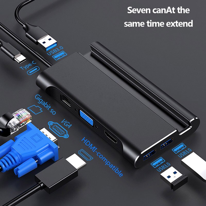 Dex Station Type C Hdmi-Compatibel Adapter Usb 3.0 Vga RJ45 Usb Hub Voor Laptop Macbook Asus Samsung Dock station