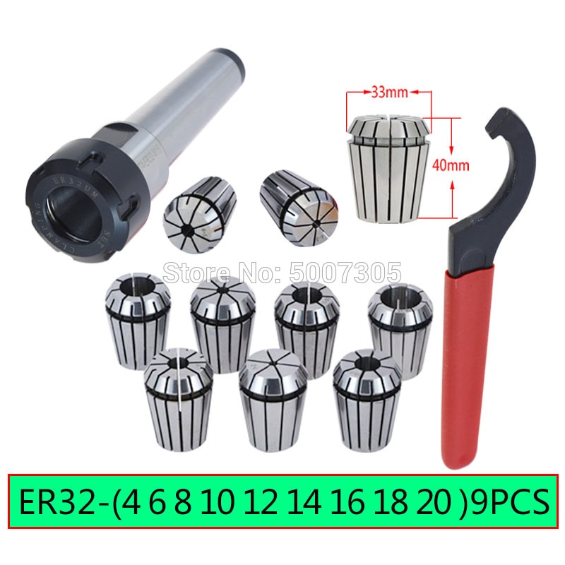 MT2 ER32 M10 MT3 ER32 M12 MT4 ER32 M16 cône Morse tige porte-outil ER32 serrage 9 pièces clé 1 pièces pour CNC fraiseuse