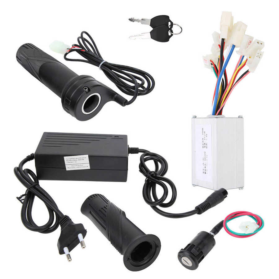 24V 250W Elektrische Fahrrad Rolle Motor- Regler Bausatz Elektrische Schloss EU Ladegerät 100 ‑ 240V