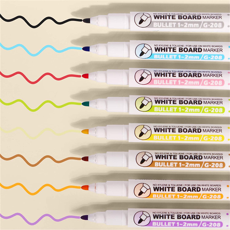 Stylos pour tableau blanc 8 couleurs, stylo magnétique à base d'eau avec capuchon effaçable, pointe Fine, peinture magnétique pour enfants, maison, bureau, école