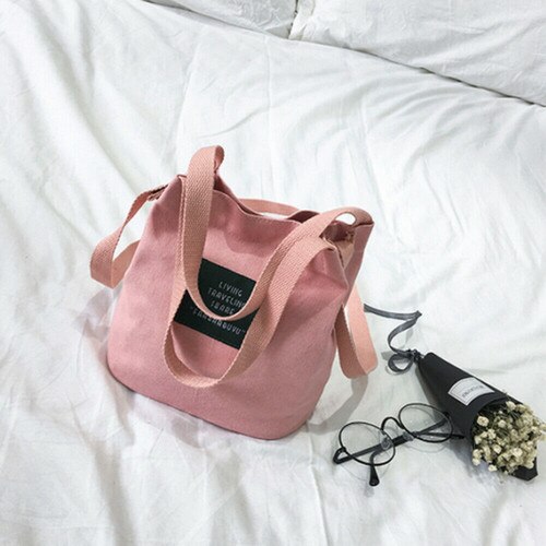 Casual mujeres chicas bolsas de lona DE LA COMPRA Bolso grande Messenger Bag damas Hasp Cross Body Satchel Bags impermeable bolsas de la compra: Rosa