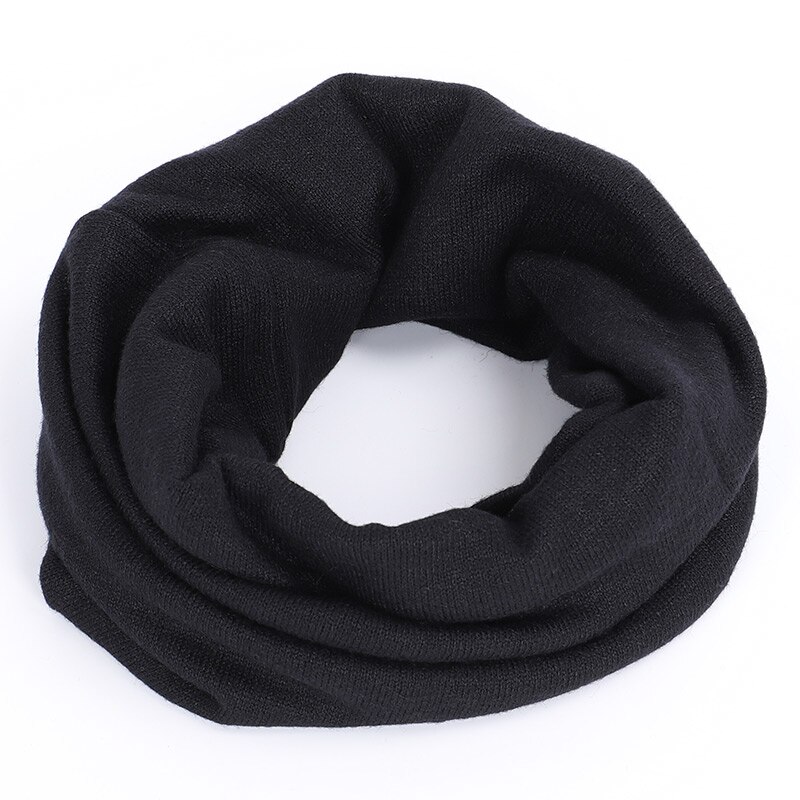 Winter Luxury Cashmere Ladies Scarf Women Solid Color Neck Warmer Ring Scarf Wool Scarves Kerchief Comfortable: Black