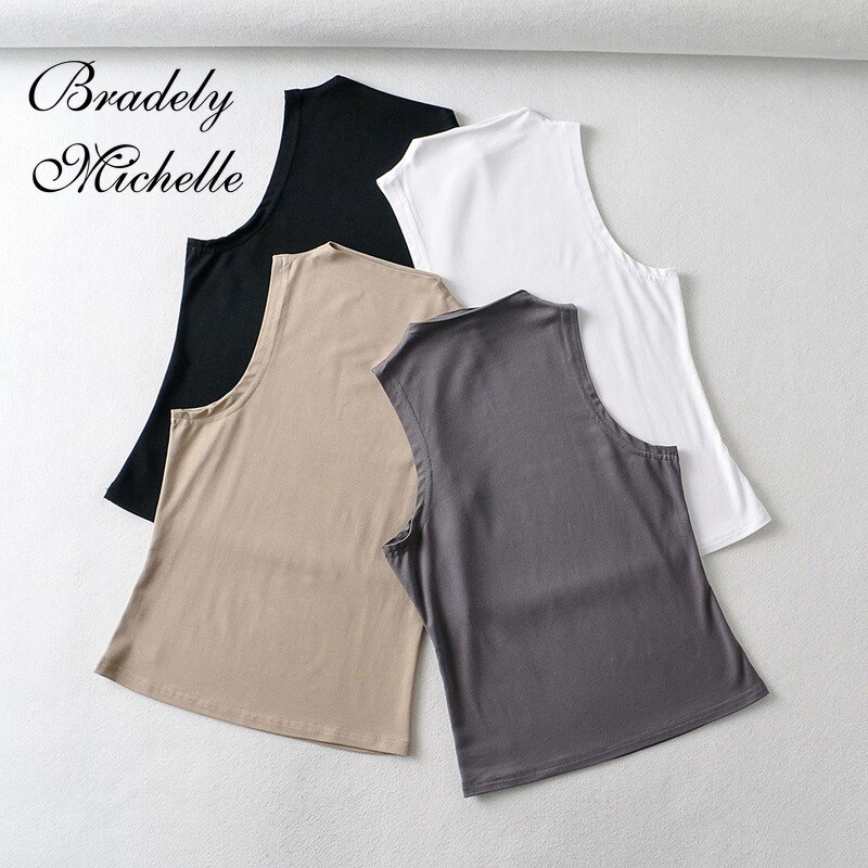 Bradely Michelle Zomer Aankomst Vrouwen Effen Kleur Causale Sexy Croped-Top Mouwloze Tank Streetwear