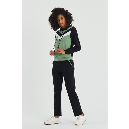 Espina Women Black Garnili Hooded Tracksuit Suit