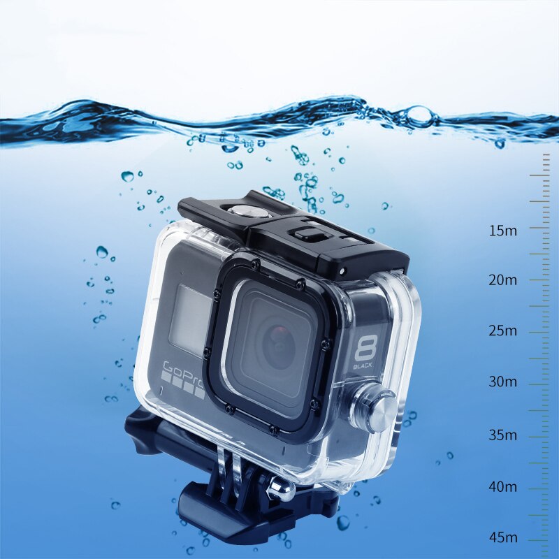 Für Gopro 8 Schwarz Zubehör Wasserdichte fallen Tauchen Gehäbenutzen 45M Startseite Schützende Hülse Unterwasser Kasten Für gehen Profi Held 8 schwarz