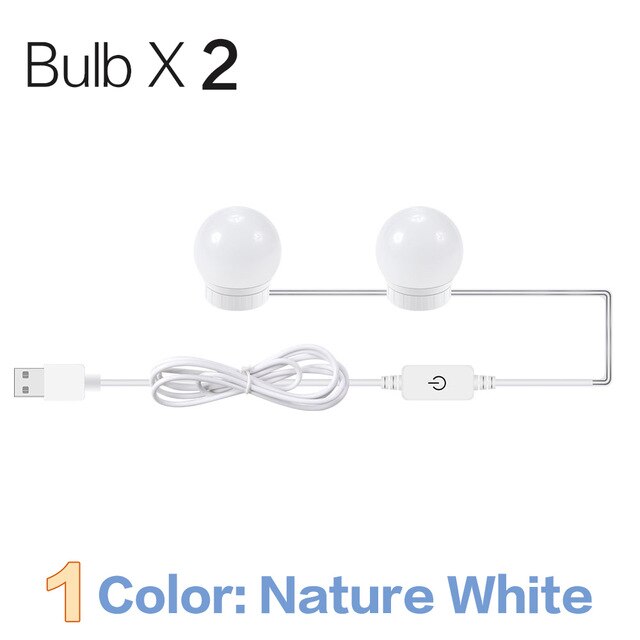 Make-up Spiegel Licht mit Led Beleuchtung Spiegel Lampen für Home Decor Badezimmer Kosmetische Dressing Tisch Spiegel Lampe Eitelkeit Lichter Usb: 2 bulbs