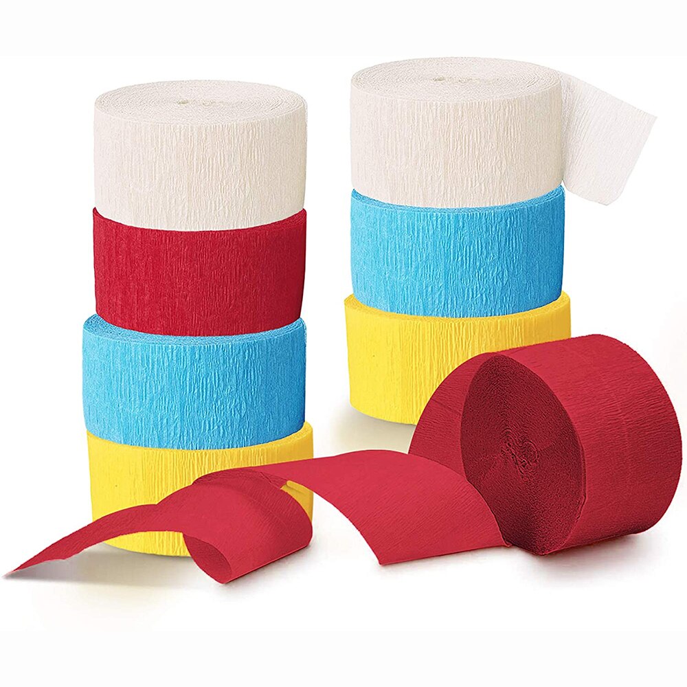 12pcs Carnival Circus Party Decorations Red Blue Yellow Crepe Paper Streamer Tassels Streamer Circus Baby Shower birthday decor