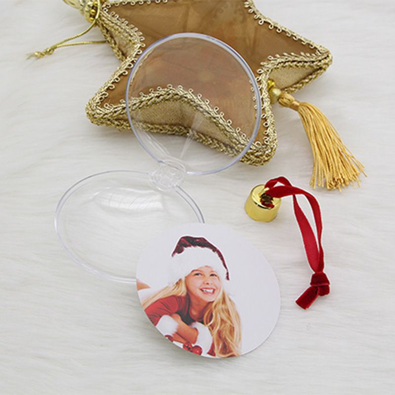 5PCS Clear Plastic Photo Frame Xmas Tree Hanging Picture Frame Ornament DIY Christmas Party Room Decorations Pet Pendant