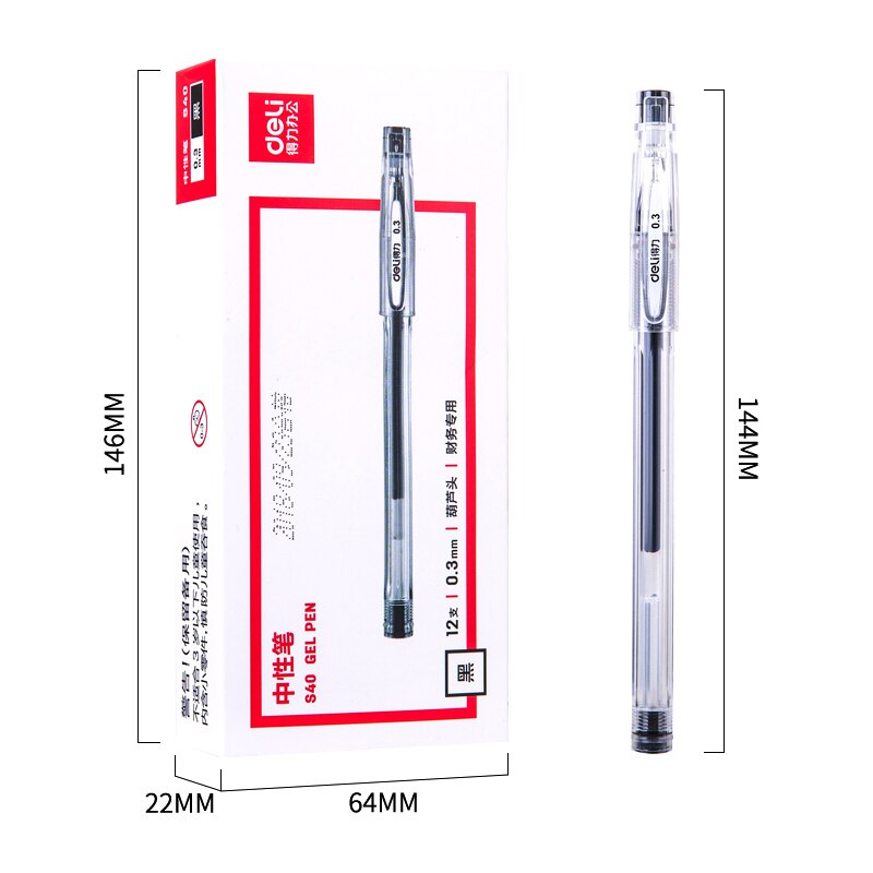 Deli caneta em gel 0.3mm, caneta gel preta de alta qualidade para material de escritório e escritório, 3 peças recarga de recargas