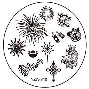YZWLE 1 feuille ronde noël Nail Art Image timbre estampage plaques manucure modèle bricolage polonais pochoir: Y10
