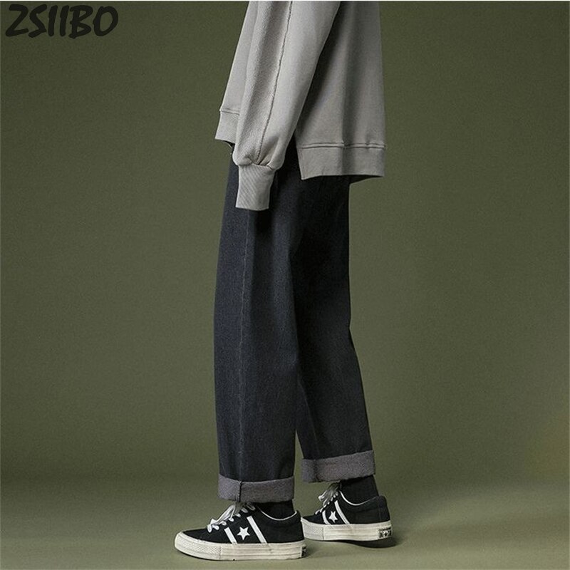 Oversize Men's Korean Fashoins Harem Blue Jeans Pants Unisex Vintage Straight Pants Harajuku Jeans Baggy Belt Denim Male