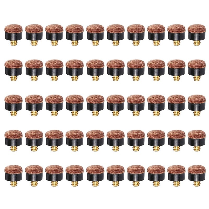 50Pcs Billiard Pool Cue Stick Screw-on Tips 13mm Billiard Cue Tips for Pool Cues and Snooker
