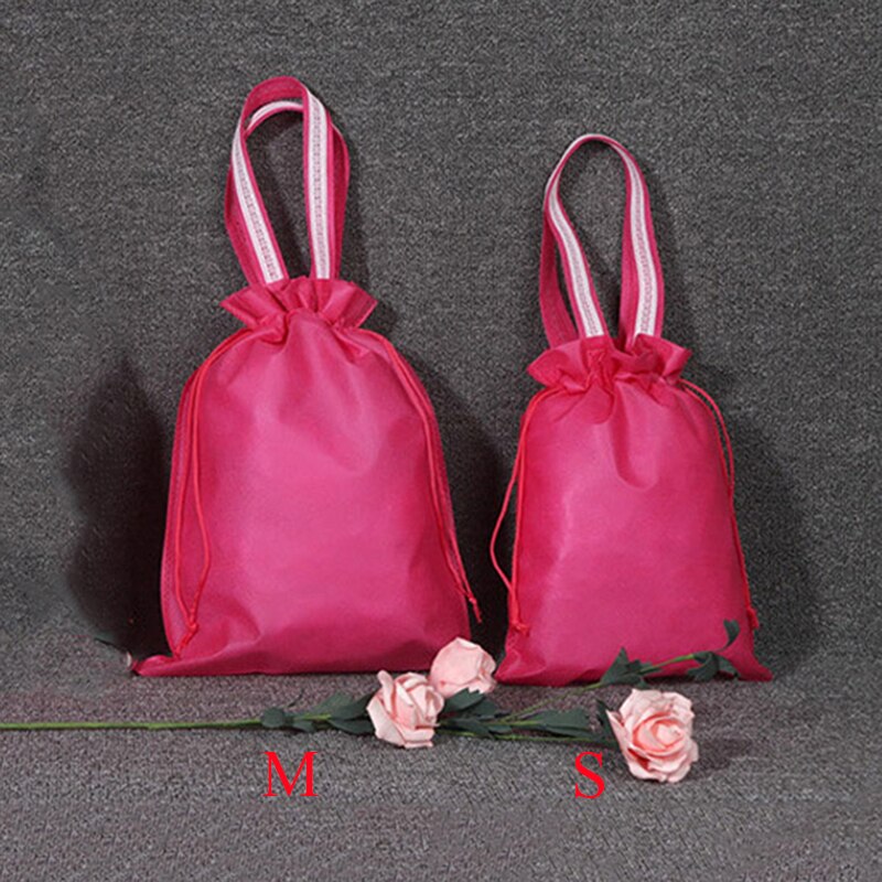 Non-woven Portable Shoes Bag Dustproof Double Drawstring Environmental Bag shopping Bags Sport Bags Reusable Organizer Packing: rose red M