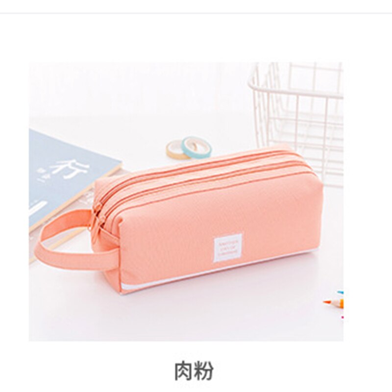 Double Layer Zipper Large Pencil Case Kawaii School Pencilcase Big Pen Box For Girls Cute Stationery Supplies Bag