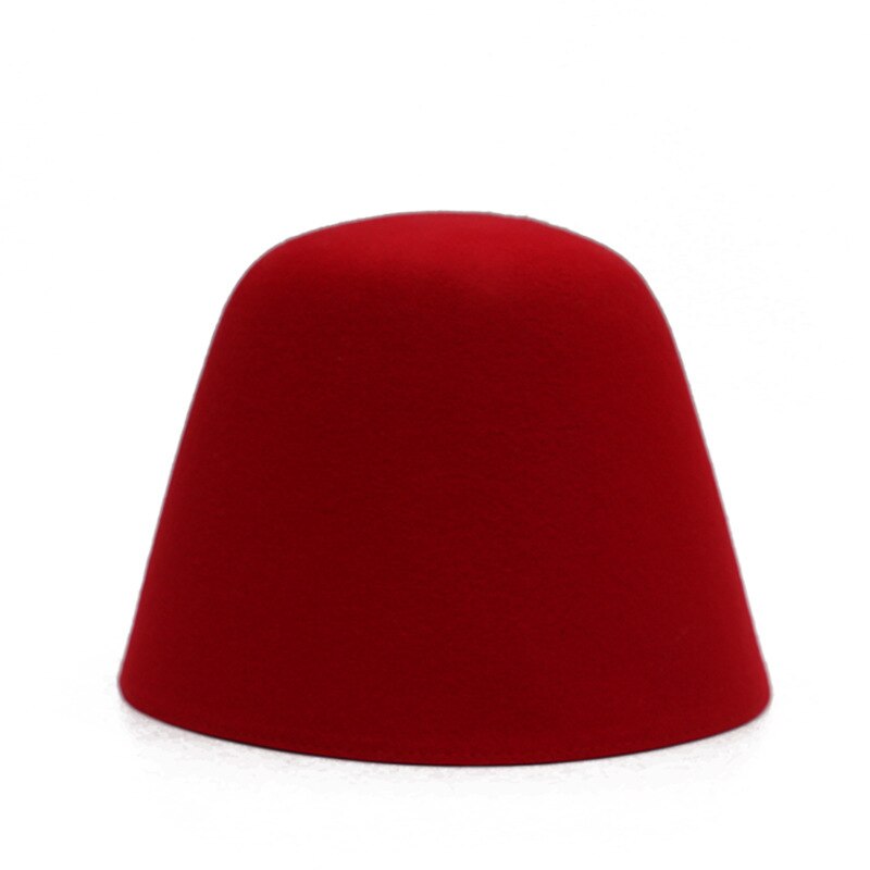Hat Women Fisherman Hat Autumn And Winter Outdoor Wool Bucket Hat Japanese Solid Color Bell Shaped Cap Men Bucket Hat: 04
