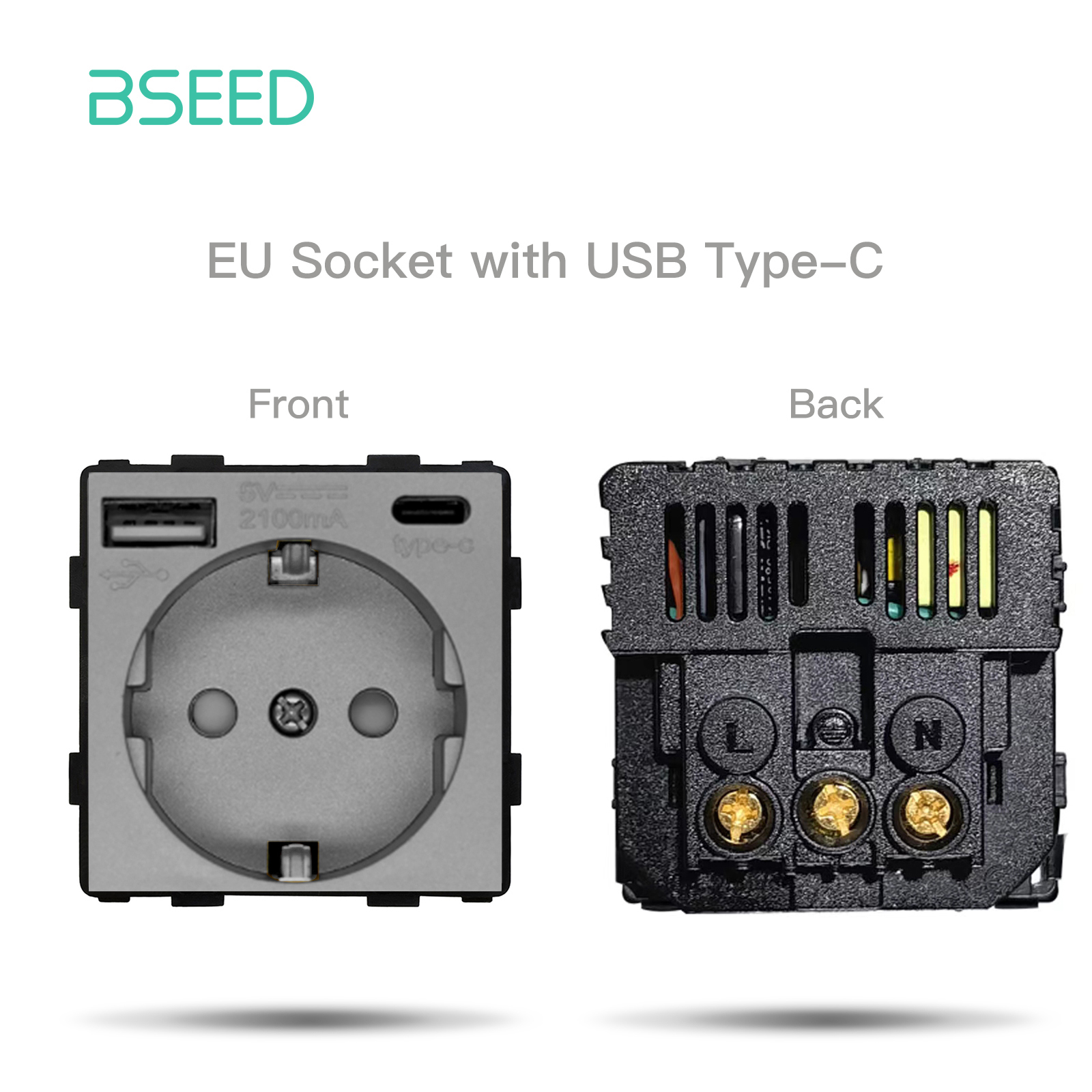 BSEED Mechanical Button Switches EU Socket TV ST CAT5 Double USB Sockets Function Parts Glass Socket Frames DIY Free Combination: Tabletop Socket