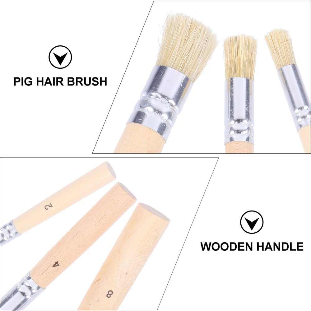 3 Set/9Pcs Houten Stencil Borstel Set Natuurlijke Template Verf Borstels