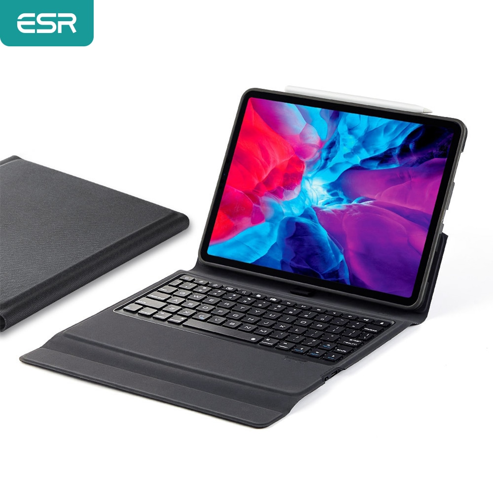 Esr bluetooth langaton näppäimistökotelo ipad 12.9: lle 11 tuuman 10.5/9.7/7.9 tuuman pu-nahkainen full folio flip smart kansikotelo