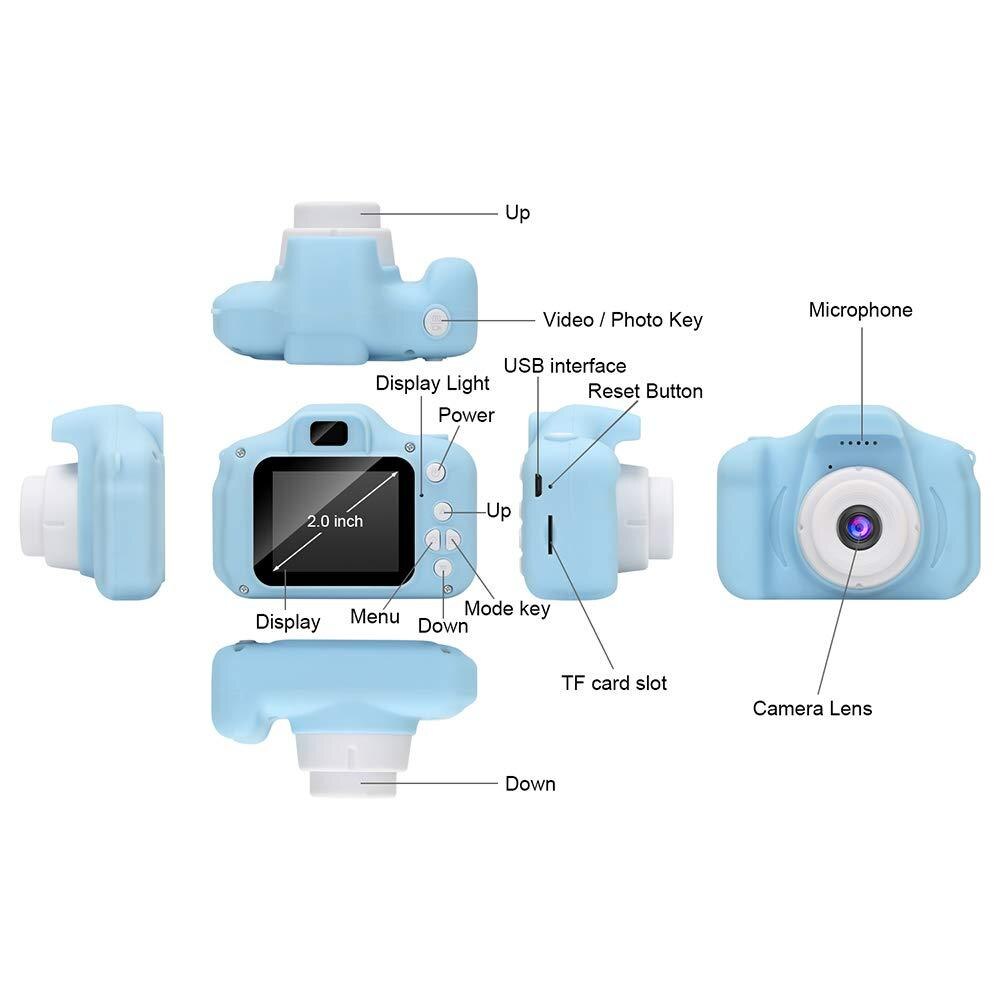 Mini cámara de vídeo Digital para niños, videocámara recargable a prueba de golpes, 8MP, HD, pantalla LCD de 2,0 pulgadas