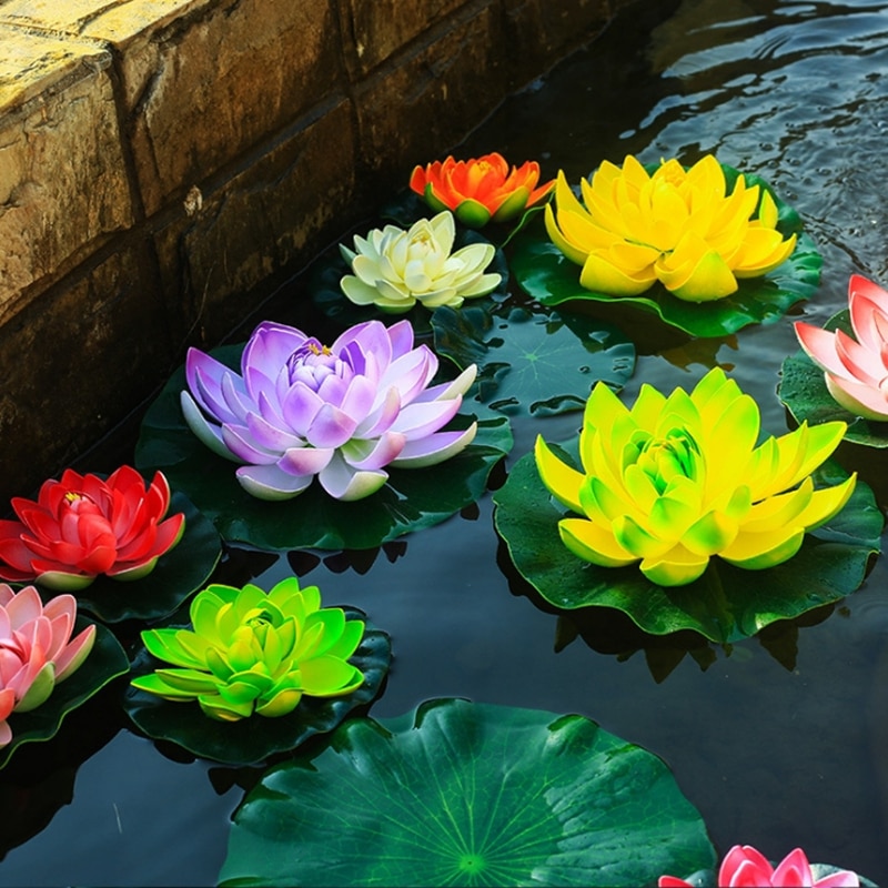 Sales 1 stks 10 cm drijvende kunstmatige schuim lotus aquarium aquarium vijver lotus bloem woondecoratie lelie lotus