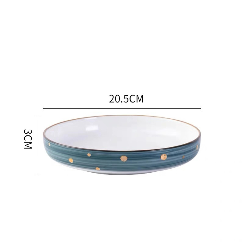 Nordic Kurze Welle Topf Große fisch Teller Runde Keramik Geschirr Pizza Platte Kochgeschirr Porzellan Sushi Geschirr: 8in deep plate blue