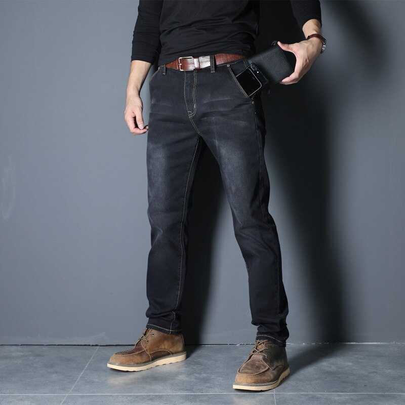 Stor størrelse 44 46 48 jeans herre stretch bomuld åndbar mandlige forår efterår denim lange bukser lette jeans arbejds fritidsbukser