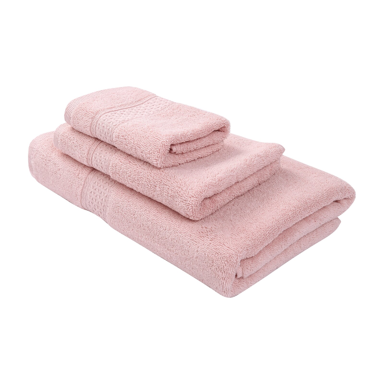3Pcs Luxe Badhanddoek Set Hotel Zacht Katoen Zeer Absorberend Badkamer Sneldrogend Badstof Handdoeken Voor Hand Gezicht douche: Pink