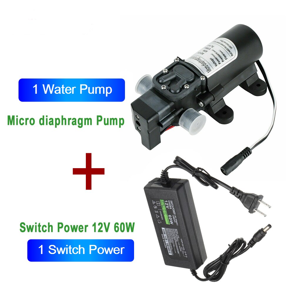 FF Water Pump DC 12V 60W Micro Diaphragm Garden irrigation High Pressure 1/2" Male Thread Interface Self-Priming Booster Pump: 1pumper 1 power