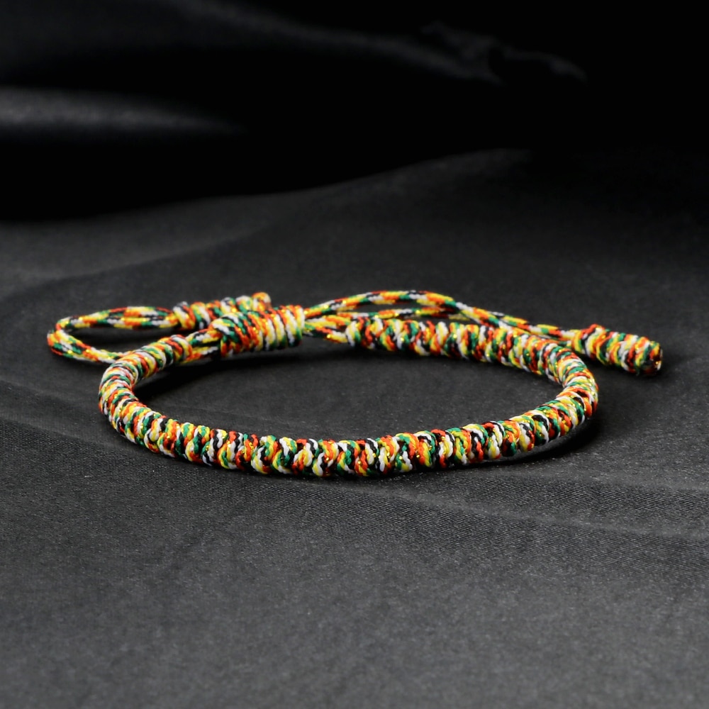 MultiColor Tibetano Buddista Benedetto Fortunato Intrecciato I Braccialetti Per Le Donne Gli Uomini Fatti A Mano Nodi Vintage Corda Dei Braccialetti Dei Monili Regolabile