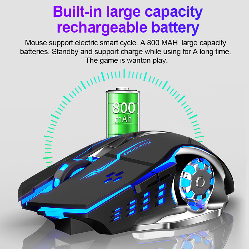 Aula Sc100 Wireless Silent Gaming Maus wiederauf ladbar 1600 dpi 7 Tasten ergonomische optische USB Mute Maus für PC Laptop Desktop