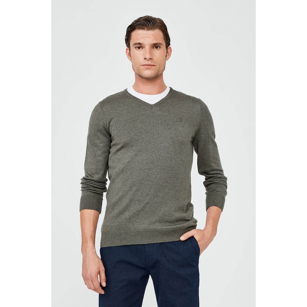 AVVA-suéter liso con cuello en V, para hombre, A02B5272