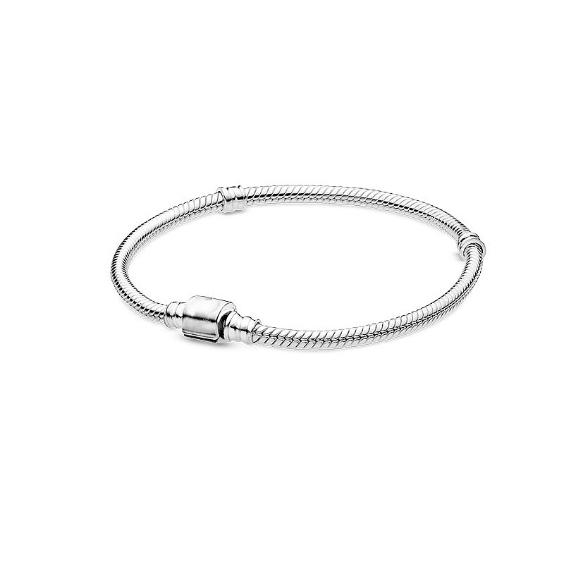 2022 nuovo semplice ciondolo con perline a barilotto bicolore in argento sterling S925 adatto per braccialetto fai-da-te regalo di produzione avanzata: white / 18 centimetri