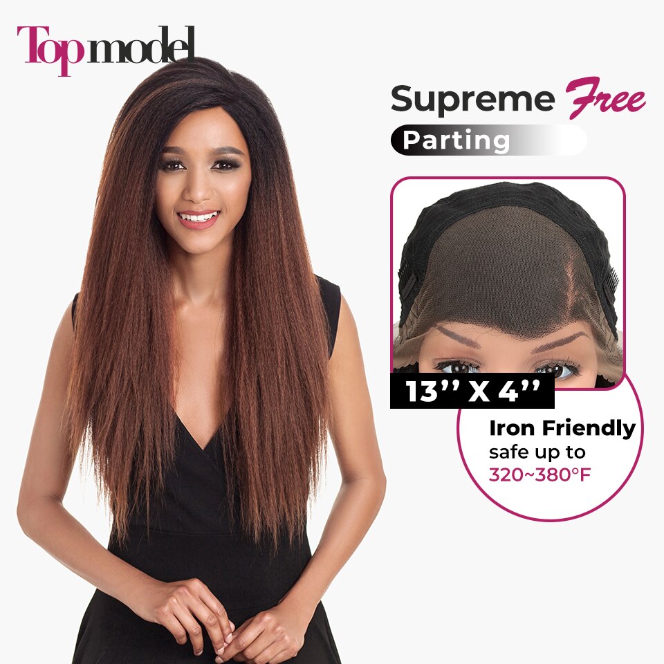 TOPMODEL Cosplay Synthetic Lace Front Wig Yaki Straight Long 26 Inch 13x4 Ombre Blonde Wig For Black Women Perruque Lace Wig: TT1B-30