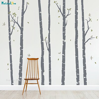 Birke Bäume Wald Zauberstab Aufkleber Vinyl Wälder Kindergarten Thema Wohnkultur Kindergarten Aufkleber Selbst-Klebstoff Diy Wandmalereien YT2428: Farbe 1 / L 233cm hoch