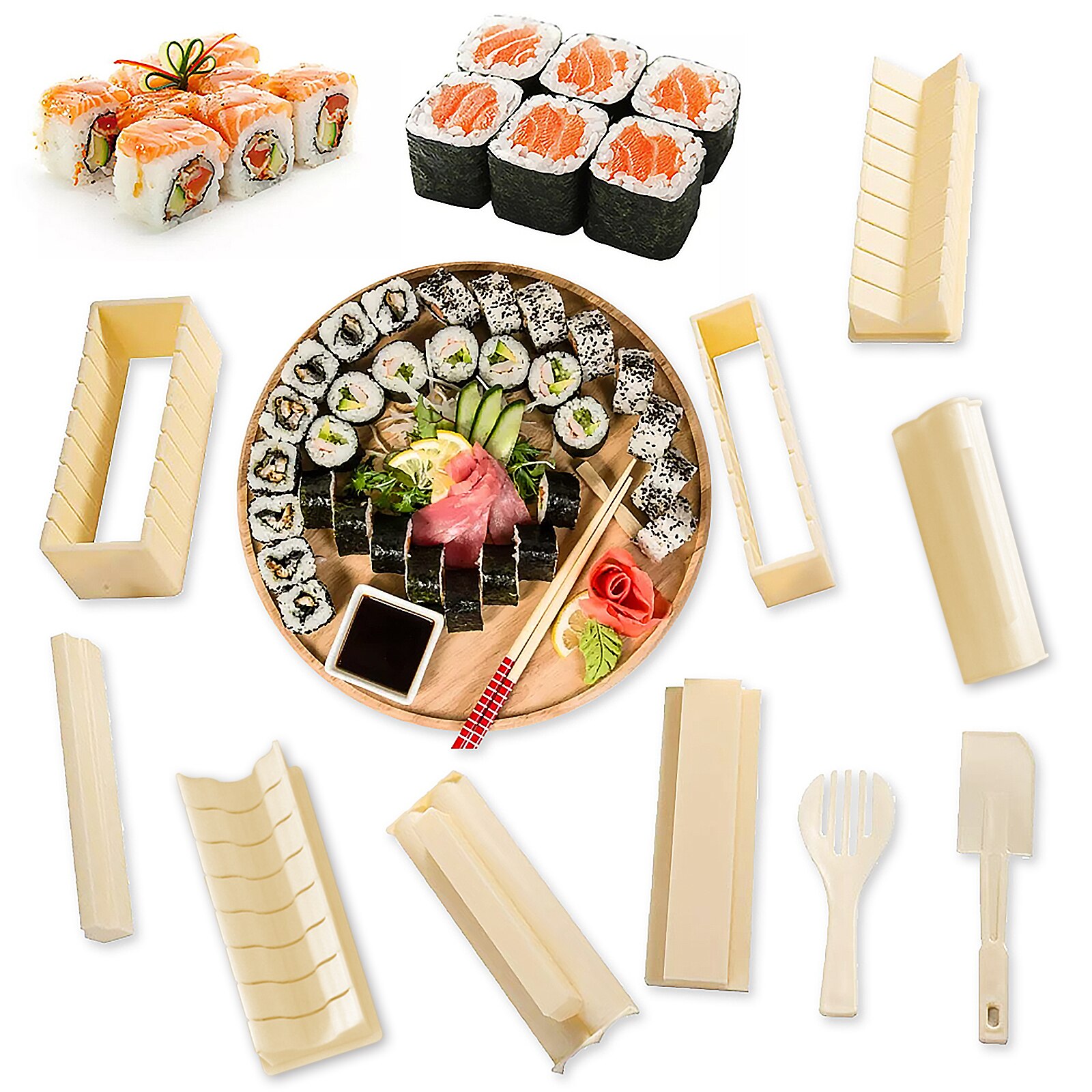 10pcs/set DIY Sushi Making Kit Roll Sushi Maker Rice Roll Mold Kitchen Sushi Tools Japanese Sushi Cooking Tools Kitchen Tools