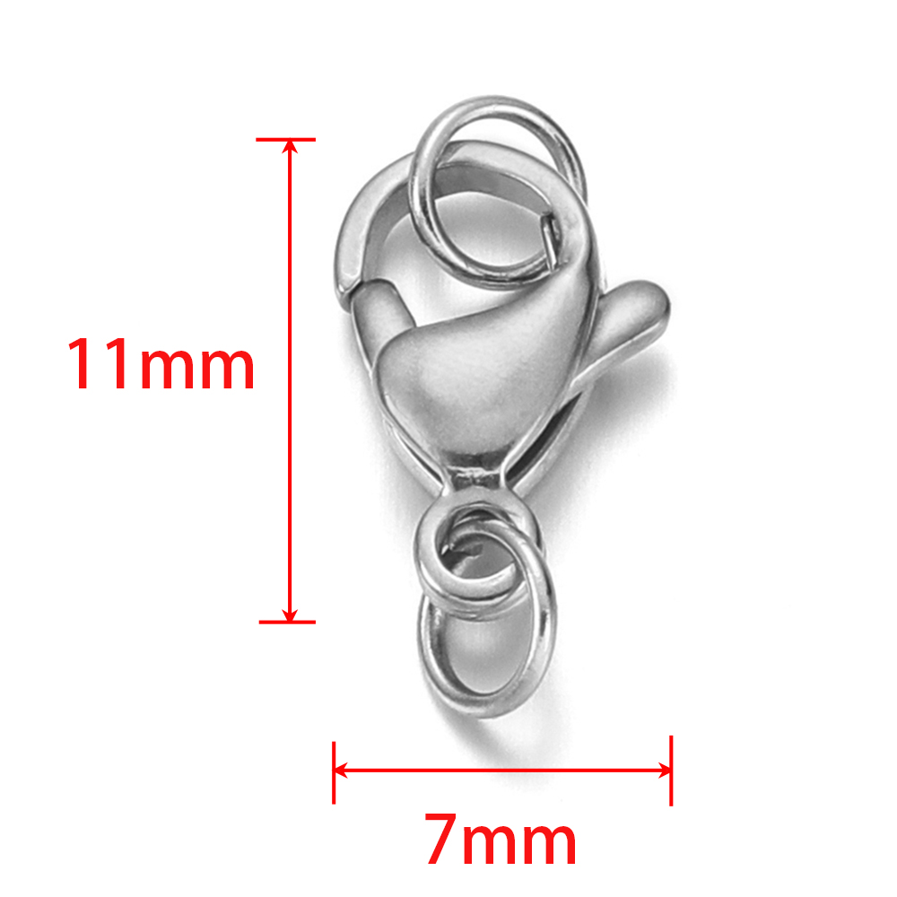 25 uds cierre de langosta de acero inoxidable con anillos de salto para cadena DIY collar pulsera joyería hacer hallazgos suministros conector: Plata