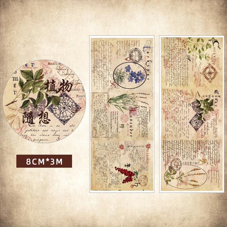 JIANQI-Juego de cinta Washi Retro, decoración Vintage, álbum de recortes, Washitape decorativo, diario