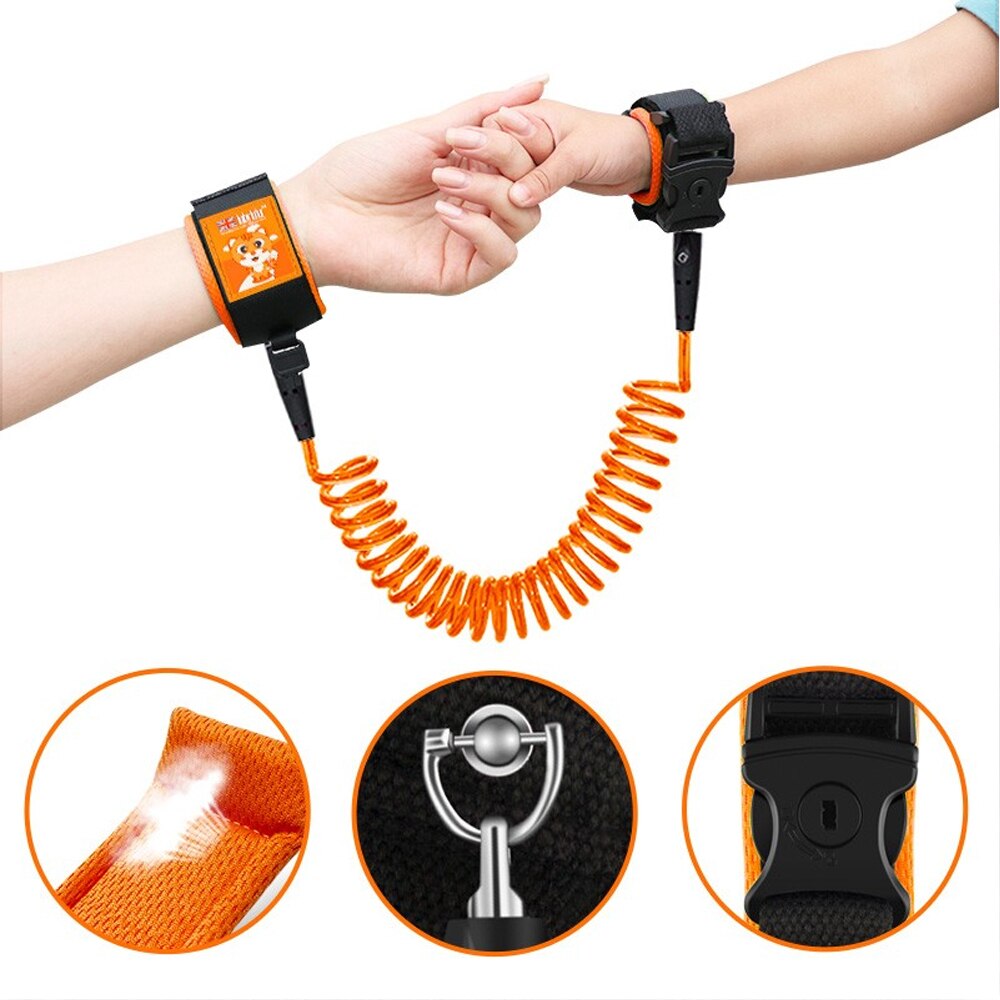 Baby Harness Anti Lost Wrist Link Kids Outdoor Walking Hand Belt Band Child Wristband Toddler Leash Safety Harness Strap Rope: orange 1.5m