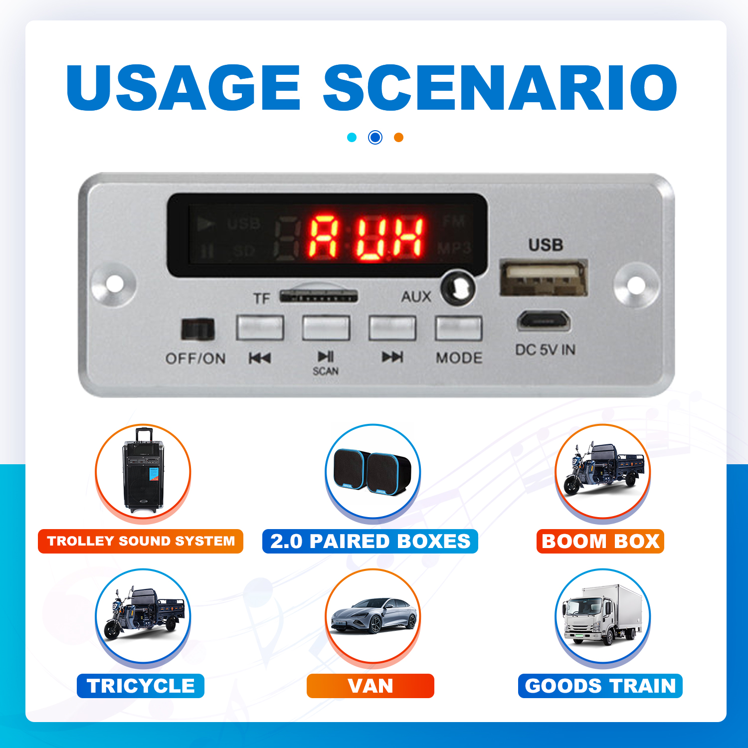 Amplificatore 50W Bluetooth 5.0 scheda di decodifica MP3 12V lettore musicale Wireless modulo Audio USB TF AUX Radio FM per altoparlante vivavoce