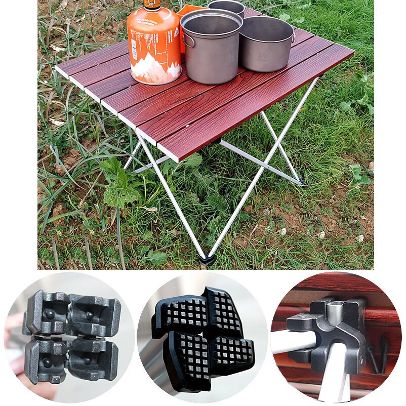 Wood Grain Outdoor Folding Table Aluminum Portable Picnic Barbecue Table Camping Table