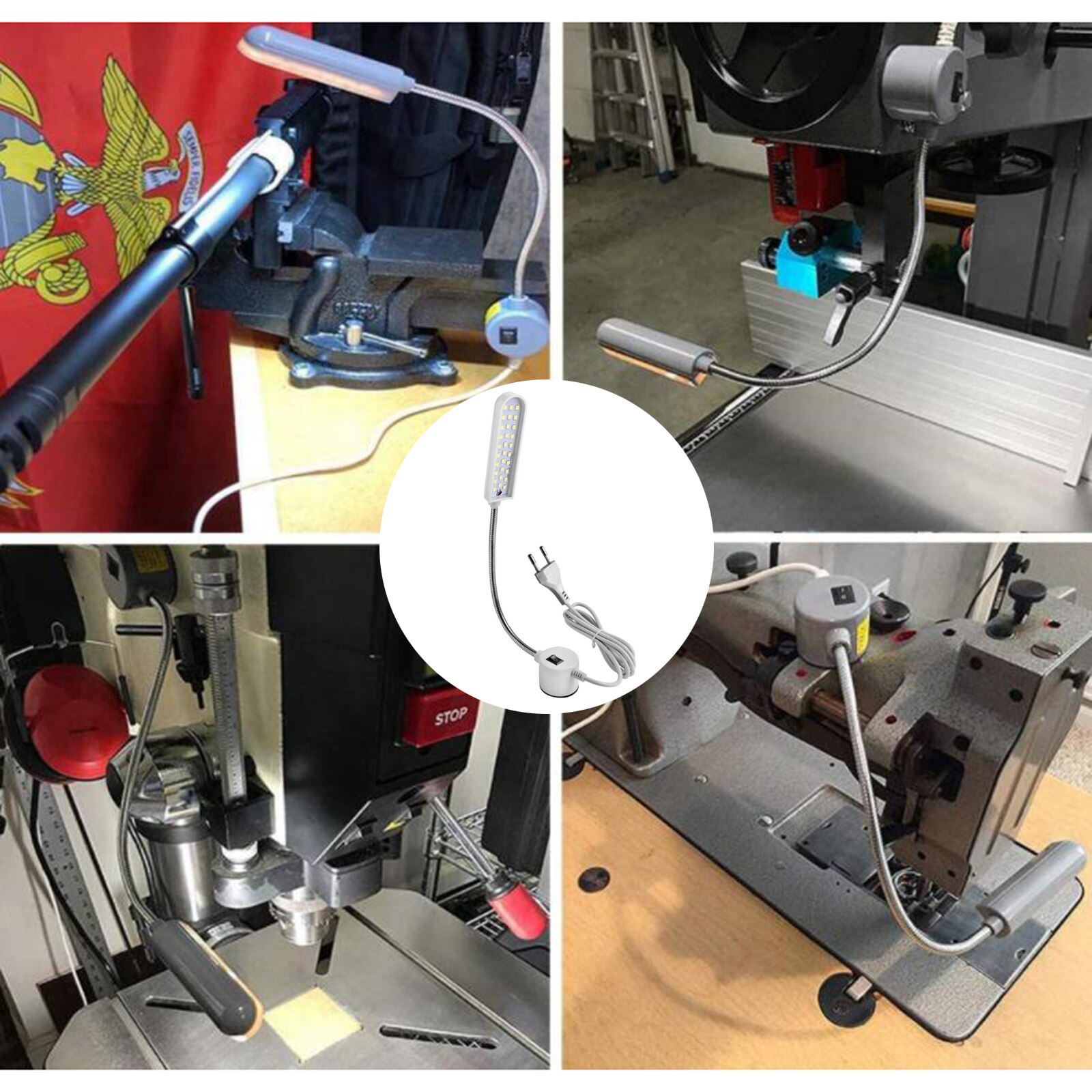 Portable Sewing Machine Desk LED Light Sewing Machine Table Top LED Bright Lamp Flexible Gooseneck Lamp EU Plug