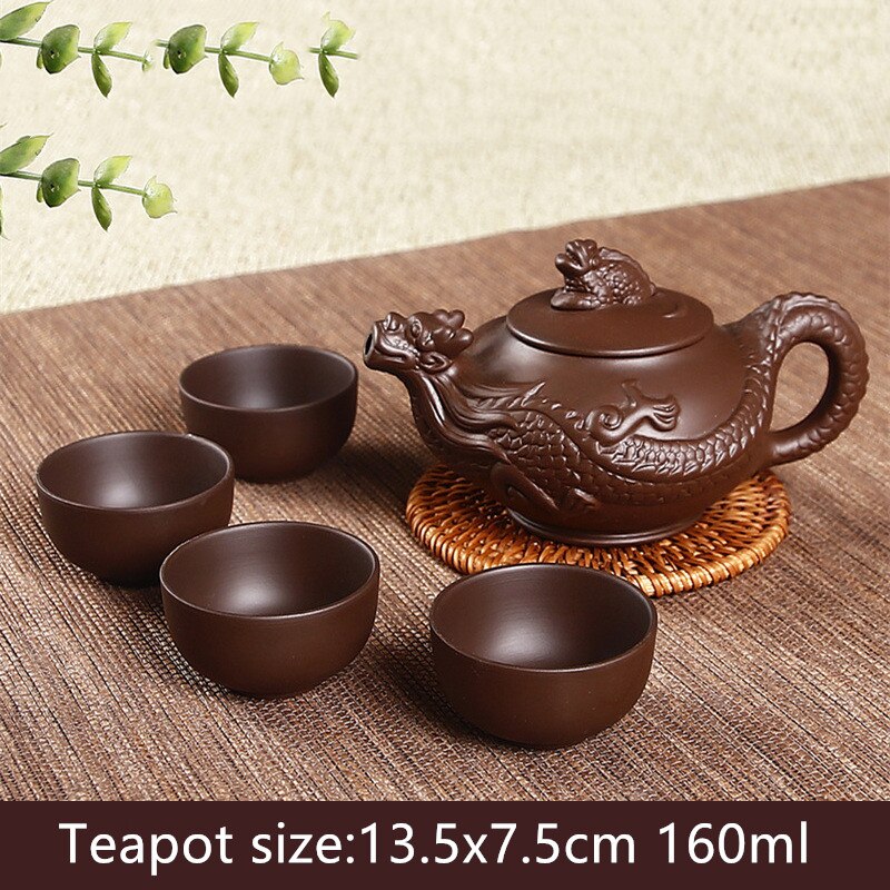 5 Stks/set Chinese Yixing Paarse Klei Thee Sets Xishi Theepot Handgemaakte Ketel Master Theekopjes Authentieke Huishoudelijke Theewaar Drinkware: G