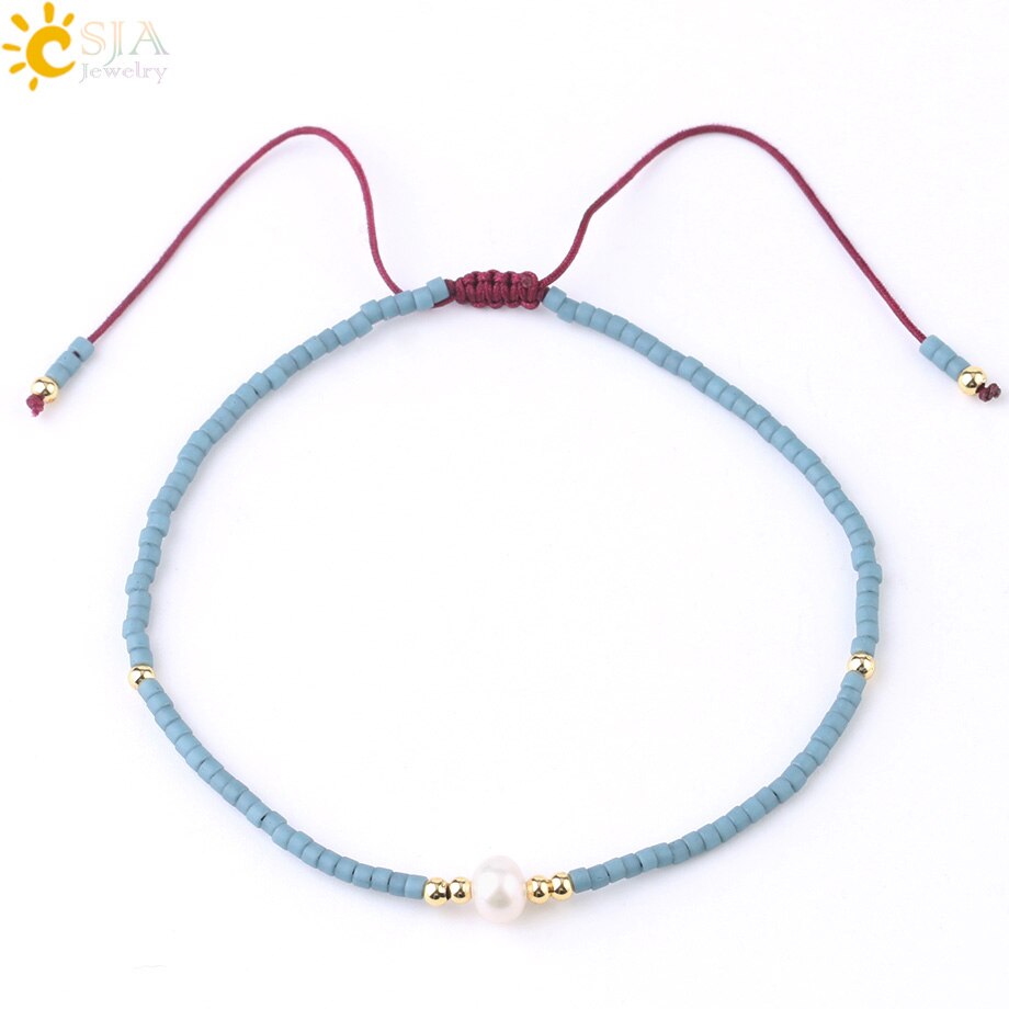 CSJA Sommer Miyuki Armbänder für Frauen Pulseras Mujer Moda Delica Perlen Perle Hand Schmuck Metall Farbe Überzogen Armband S337: A