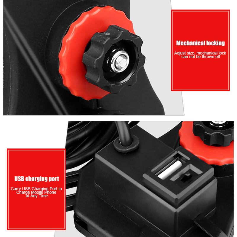 Bicycle Motorcycle Cell Phone Holder Charger One Key Auto Lock Mount for 3.5-7in Mobile Phones