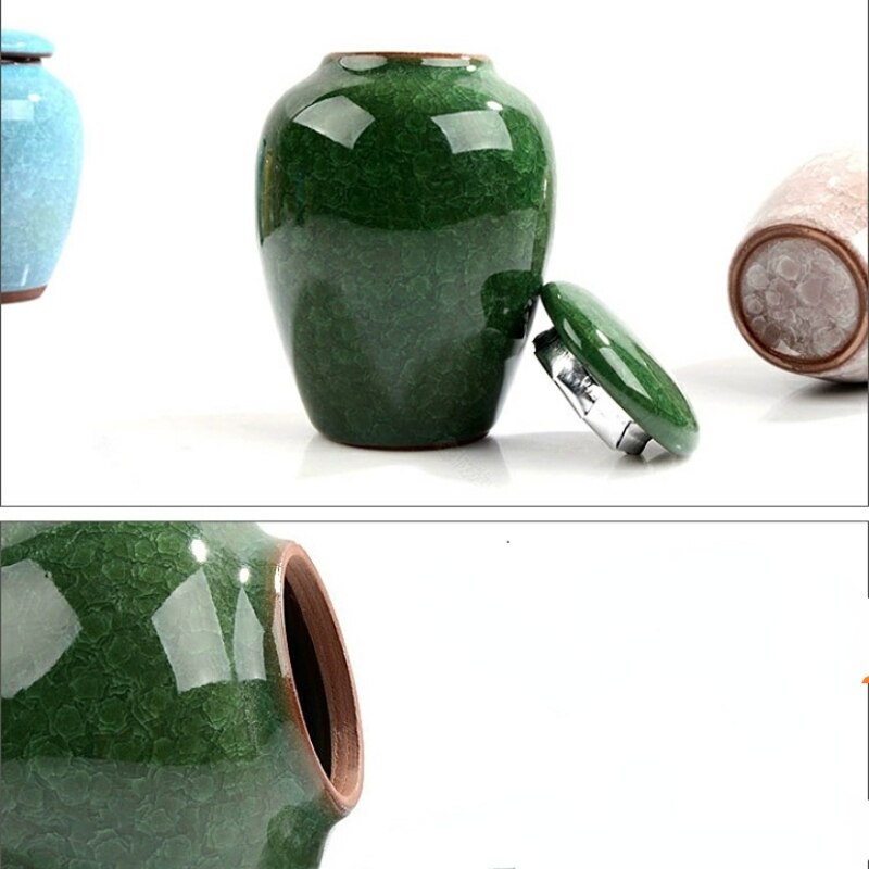 Grøn is knæk glasur keramisk begravelse urn til mindesmærker lille holder op  to 30 kubikcentimeter aske kremering urn til aske