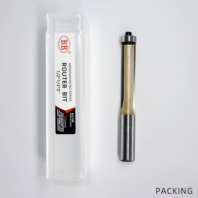 BB Router Bit Bearing Spiral &amp; Straight Flush Trimming Tool Woodworking 1/2 1/4 Diameter Carbide CNC Side Milling Cutter DIY